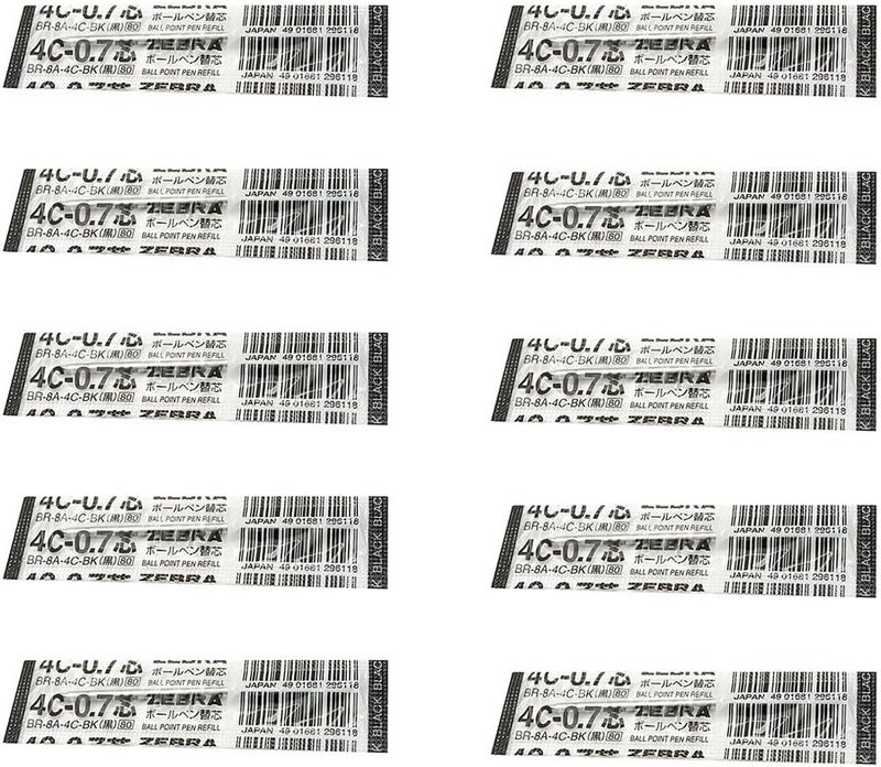 Zebra Pen Zebra 4C-0.7 0.7mm Black Ink Ballpoint Pen Refills - 10 Pack - Image 1