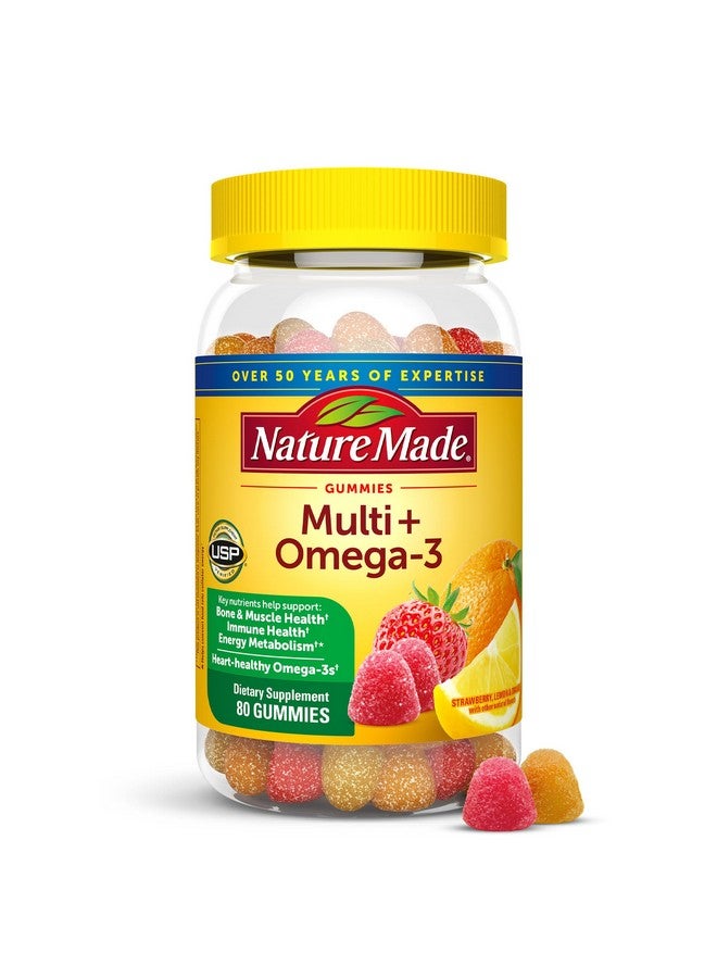 Nature Made Multivitamin + Omega-3, Dietary Supplement for Daily Nutritional Support, 80 Gummy Vitamins and Minerals, 40 Day Supply