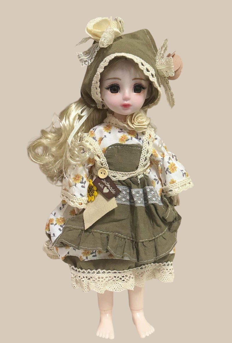 ADKD Premium Fashionable Doll with Movable Joints, Blonde Hair and Stylish Outfit Height 30 cm (Colour and Decorations May Vary) (Mehndi Green Multicolor) - Image 3