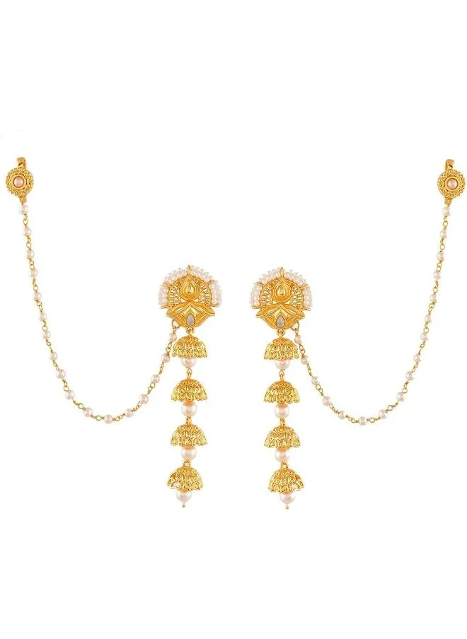 فويلا Aradhana Roshini Long Drop Jhumka With Ear Chain