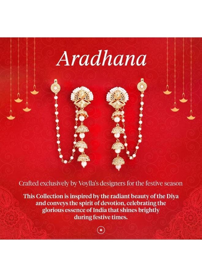 VOYLLA - Aradhana Roshini Long Drop Jhumka With Ear Chain - Image 1