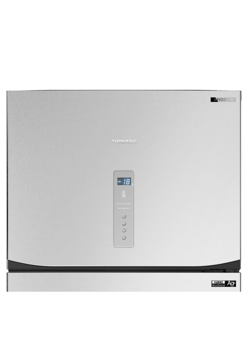 TORNADO Refrigerator J-Tech Inverter No Frost 450 Liter Silver Digital Control Panel Energy Class : (A) Ag+ Nano Deodorizer Filter Hybrid cooling system Tropical Low Noise Design RF-580ATV-SL RF-580ATV-SL Silver - Image 5