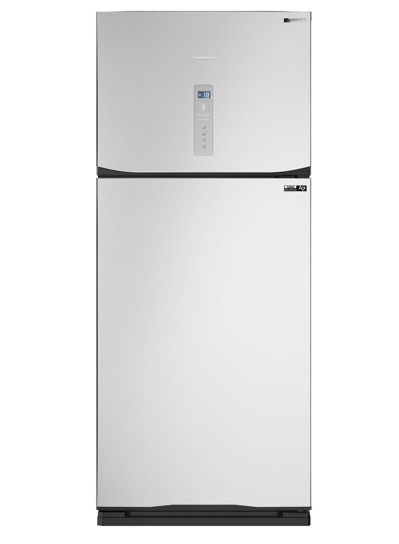 TORNADO Refrigerator J-Tech Inverter No Frost 450 Liter Silver Digital Control Panel Energy Class : (A) Ag+ Nano Deodorizer Filter Hybrid cooling system Tropical Low Noise Design RF-580ATV-SL RF-580ATV-SL Silver - Image 1