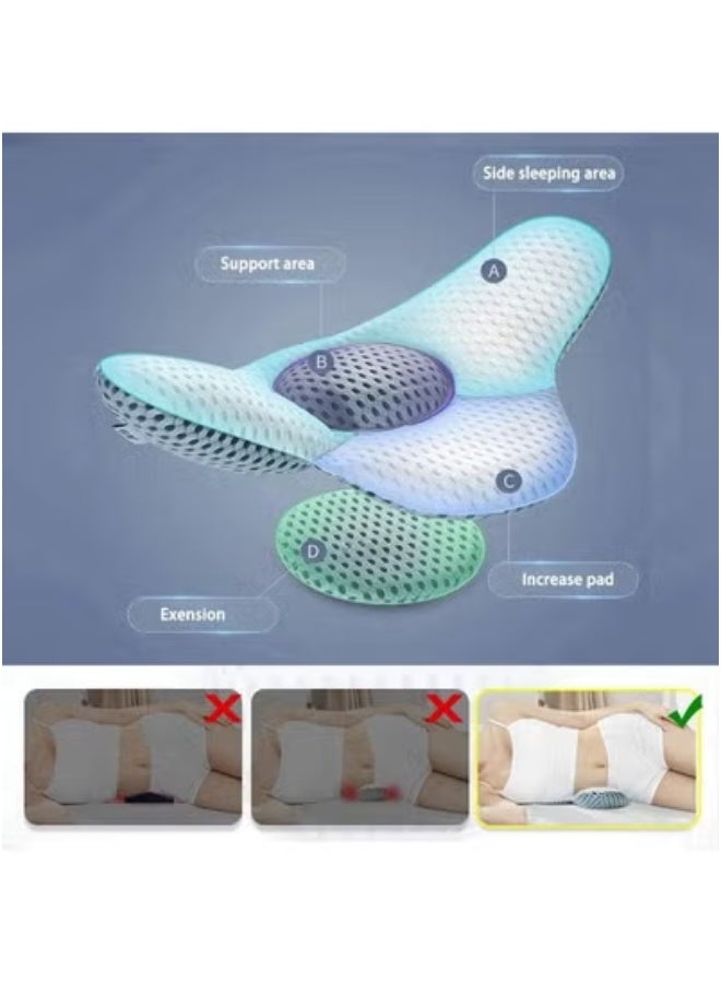 TIGER Adjustable Height 3D Lower Back Support Pillow for Sleeping – Ergonomic Lumbar Cushion with Leaf Shape Design for Sciatic Pain Relief & Spine Alignment – Ideal for Back Sleepers, Stomach Sleepers & Pregnancy Support – Breathable Off-White Sleep Aid  - Image 4