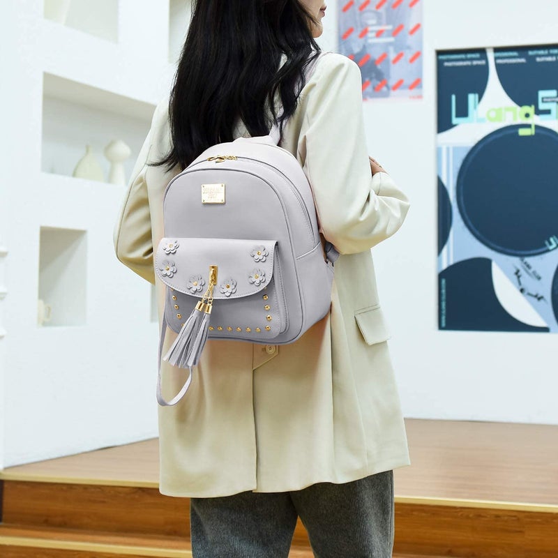 Floky Fashion Girls 3-PCS Fashion Cute Mini Leather Backpack sling & pouch set for Women - Image 3