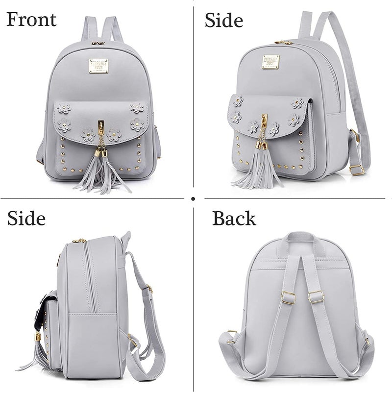 Floky Fashion Girls 3-PCS Fashion Cute Mini Leather Backpack sling & pouch set for Women - Image 4