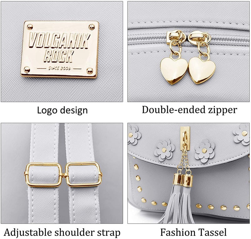 Floky Fashion Girls 3-PCS Fashion Cute Mini Leather Backpack sling & pouch set for Women - Image 5
