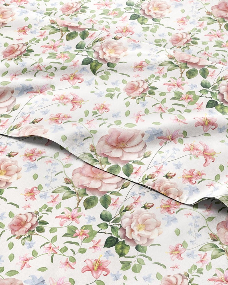 CGK Unlimited Floral Sheets Pink Floral Rose Bed Sheet Set 1 Flat 1 Fitted 2 Pillowcases wDeep Pockets Wrinkle Fade Free Boho Botanical Bedding UltraSoft Breathable and Cooling - Image 2