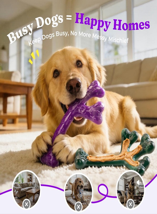 Frienhund 2 Pack Indestructible Dog Chew Toys for Aggressive Chewers - Textured Cactus with Grooves for Peanut Butter & Yogurt, Beef Nylon Bones for Large Dogs 20-90 lbs, Easy Chew & Long Lasting - Image 4