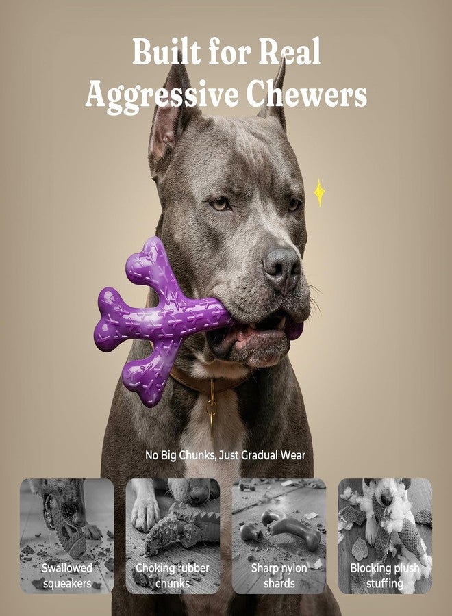 Frienhund 2 Pack Indestructible Dog Chew Toys for Aggressive Chewers - Textured Cactus with Grooves for Peanut Butter & Yogurt, Beef Nylon Bones for Large Dogs 20-90 lbs, Easy Chew & Long Lasting - Image 3