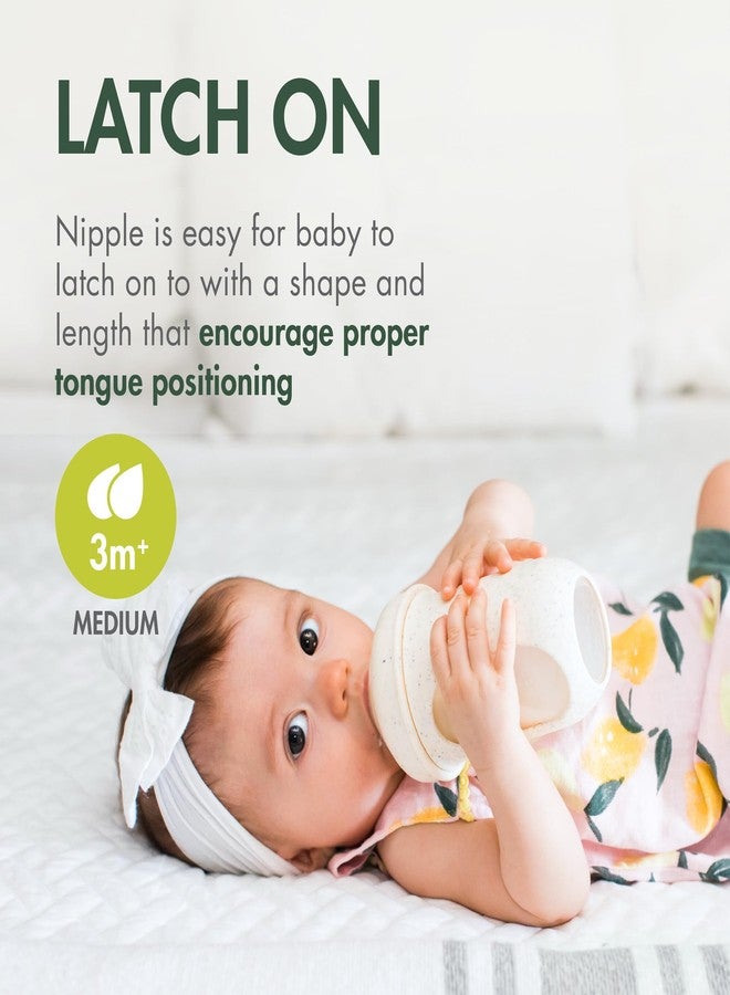 BOON زجاجات بون نورش - زجاجات سيليكون للأطفال تساعد في تخفيف أعراض المغص - آمنة للطعام من السيليكون بلاتينيوم - تدفق متوسط - أخضر مرقط - 8 أونصات - Image 5