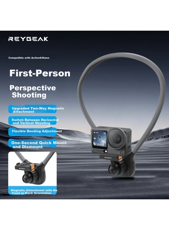 Reygeak Dji Action 6 Neck Strap Magnetic Integrated Sports Camera Nano Mount First-person View Chest Mount Accessory - Image 1