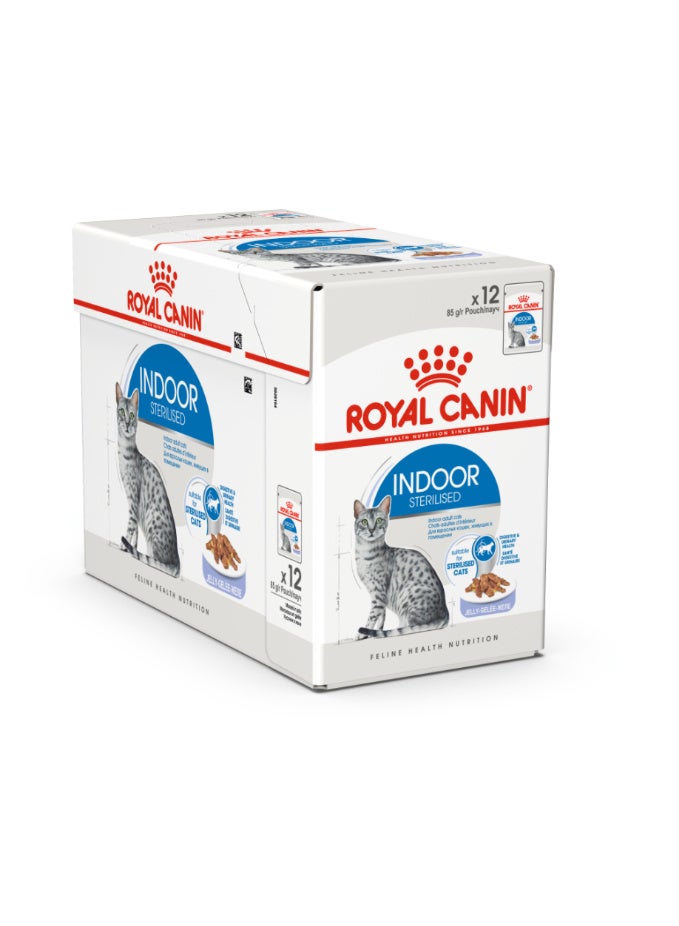 رويال كانين طعام رويال كانين الرطب، قطع صغيرة في الجيلي، للقطط البالغة المعقمة داخل المنزل - ١٢ × ٨٥ غرام - Image 1