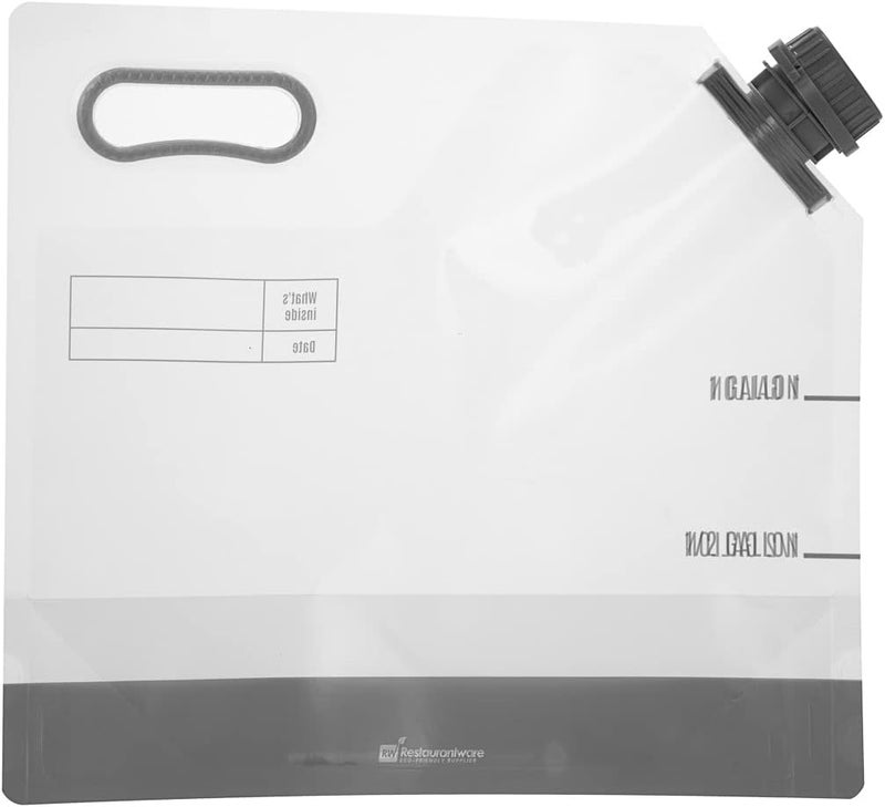 Restaurantware حاويات مياه سعة 1 جالون من رستورانت وير كاتر تيك مع 10 أكياس مشروبات قابلة للطي تشمل أغطية مقاومة للتلاعب وأكياس مشروبات بلاستيكية شفافة للفعاليات المخصصة والتخييم أو المشي لمسافات طويلة مع مقبض متين - Image 2