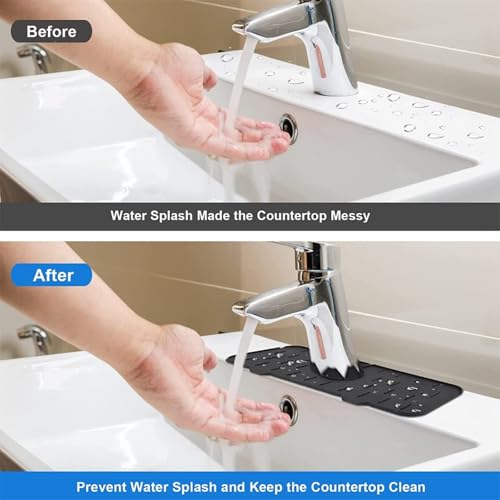 V2H Silicone Faucet Mat for Kitchen Sink, Splash Guard Faucet Water Catcher Mat Drip Protector for Kitchen and Bathroom,for Home, Offices, Restaurants, Cafe (Black,Set of 1) - Image 4