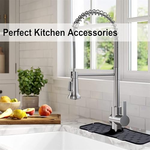 V2H Silicone Faucet Mat for Kitchen Sink, Splash Guard Faucet Water Catcher Mat Drip Protector for Kitchen and Bathroom,for Home, Offices, Restaurants, Cafe (Black,Set of 1) - Image 5
