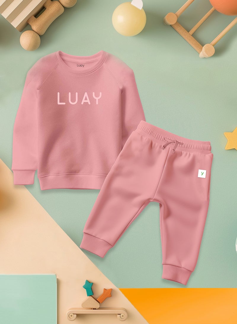 LUAY Unisex 100% Bamboo based Ultra-Soft fabric Sweatshirt_pant Set_Peach  - Image 1