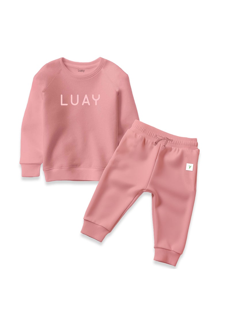 LUAY Unisex 100% Bamboo based Ultra-Soft fabric Sweatshirt_pant Set_Peach  - Image 2
