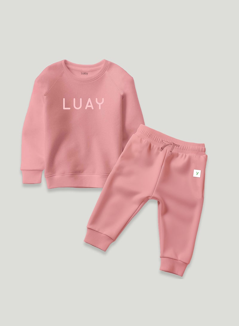 LUAY Unisex 100% Bamboo based Ultra-Soft fabric Sweatshirt_pant Set_Peach  - Image 3