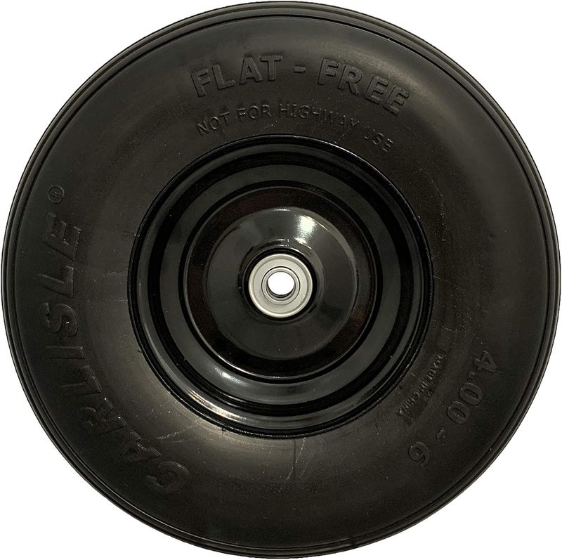 Marathon مجموعة عجلات بلا فلات 4006 سهلة التركيب لعربة اليد السكنية باللون الأسود - Image 1