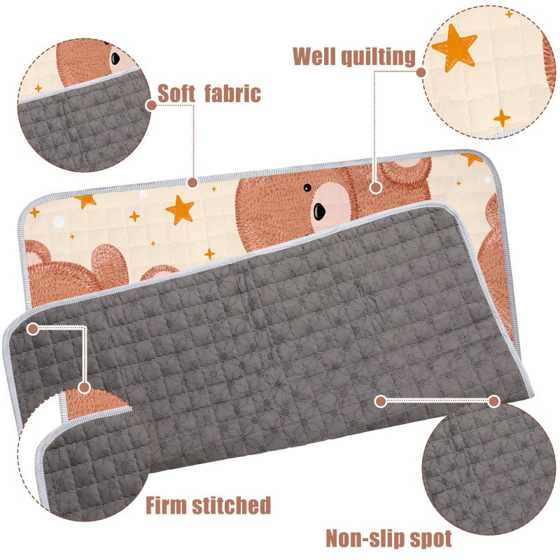 Funtery 43 x 43 Inch Boho Baby Play Mat Portable Crawling Washable Foldable Tummy Time Non Slip Baby Floor Large Playpen Mat for Infants Toddlers Floor Playpen Activity(Bear) - Image 4