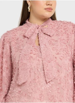 Ella Plus Textured Sheer Top With Tie Detail  - Image 3