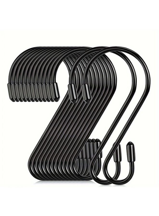 6pcs Black S Shaped Hooks Kitchen Organizer Storage Utility Hooks - Image 1
