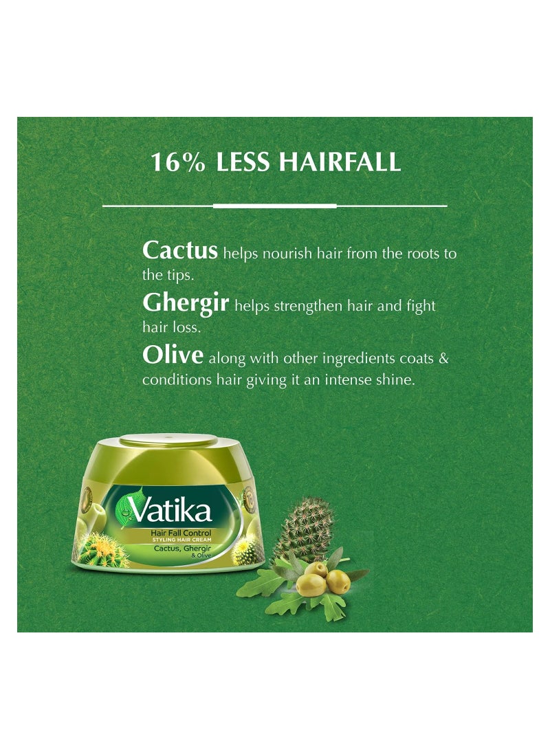VATIKA Hair Fall Control Styling Hair Cream Cactus, Ghergir and Olive 140ml - Image 3