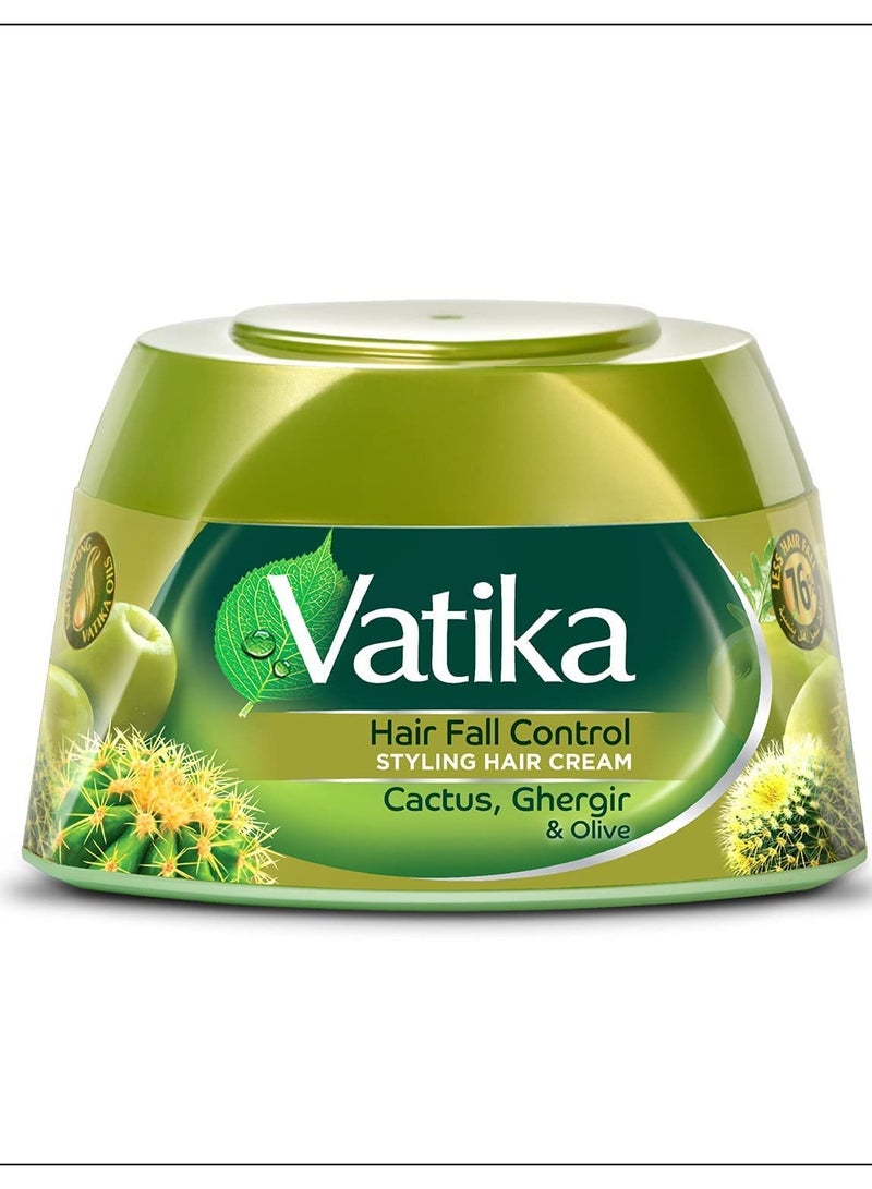VATIKA Hair Fall Control Styling Hair Cream Cactus, Ghergir and Olive 140ml - Image 1