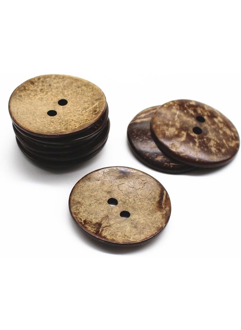 YaHoGa 10 pcs Natural Coconut Shell Buttons 2 Inch 50MM Large Coconut Buttons for Sewing DIY Crafts 50mm  - Image 1