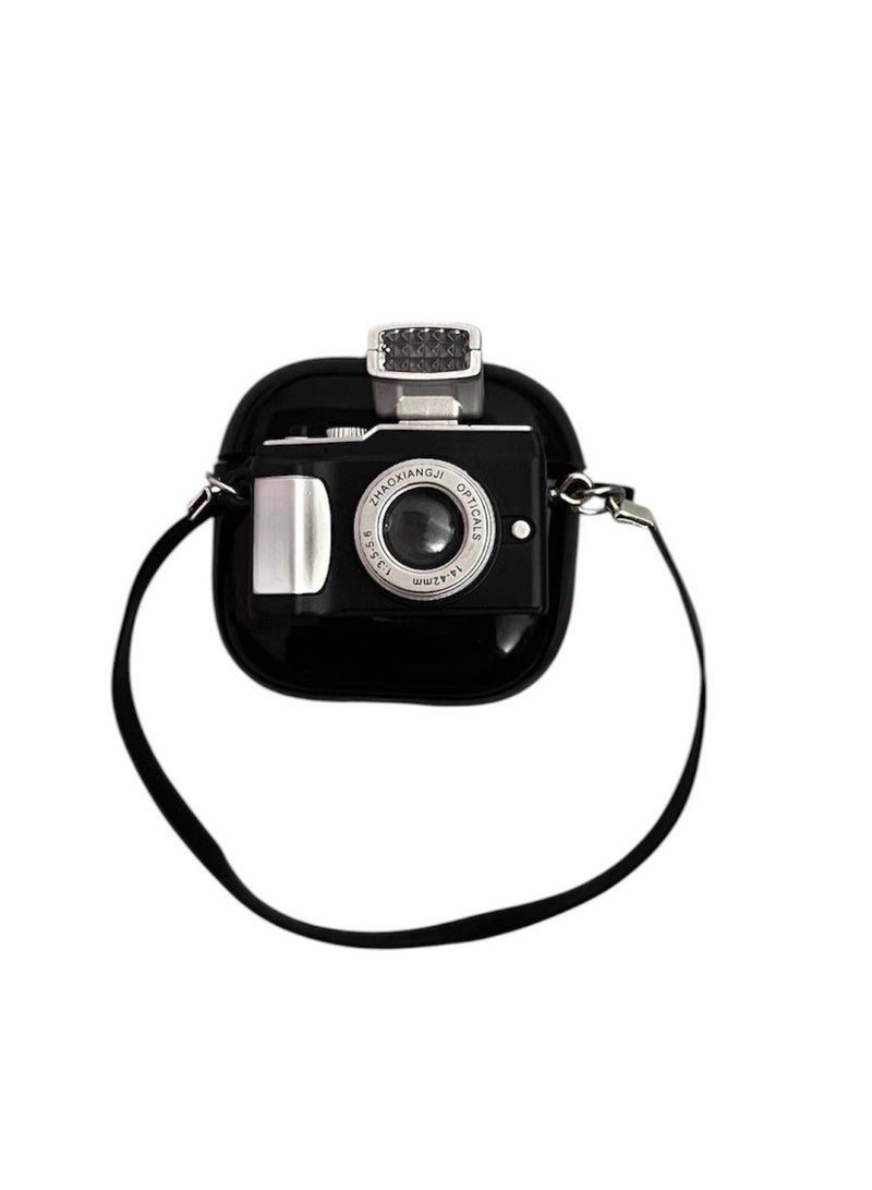Aura Style 3D Retro Camera Case for AirPods 4 - Creative Vintage Silicone Protective Cover with Strap - Image 1