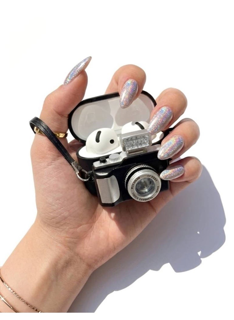 Aura Style 3D Retro Camera Case for AirPods 4 - Creative Vintage Silicone Protective Cover with Strap - Image 2