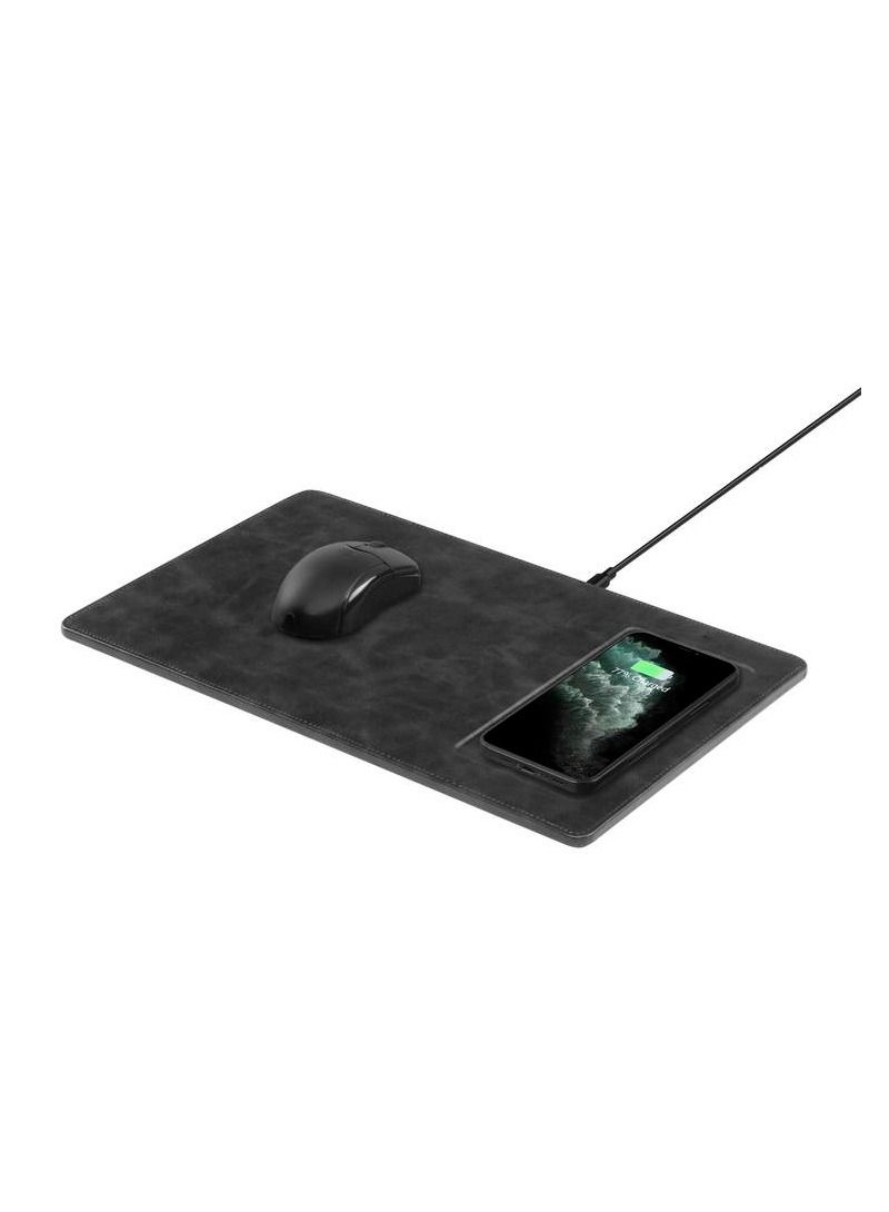 Powerology PU Leather Qi Wireless Charging Mouse Pad - Charcoal - Image 2