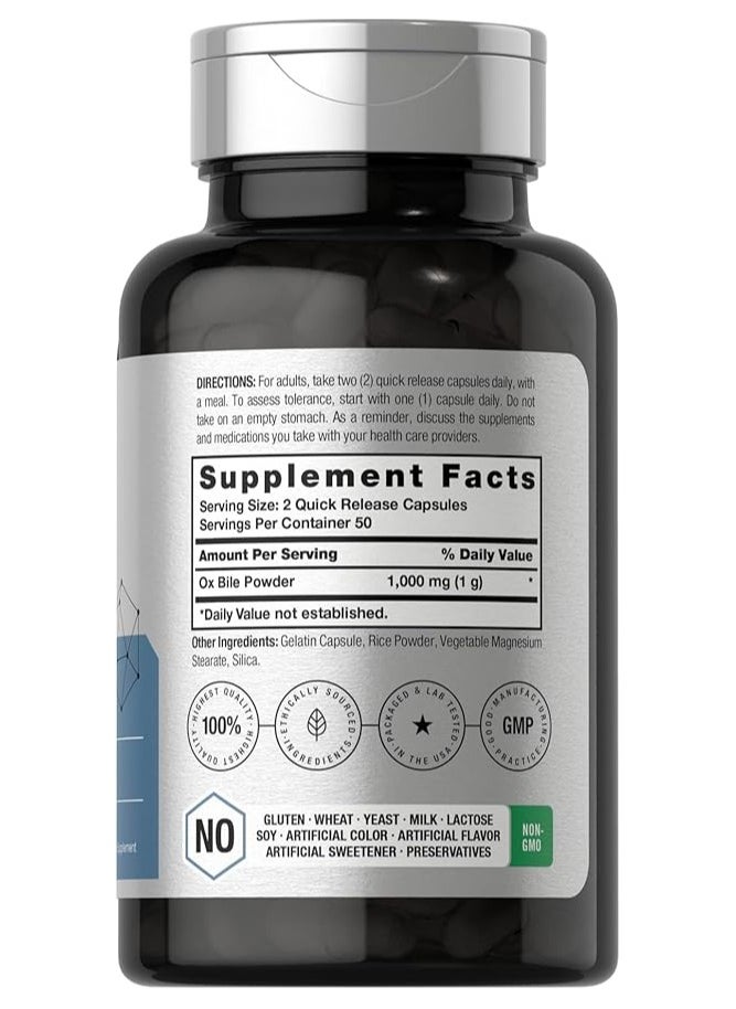 Horbaach - Horbaach Ox Bile Non-GMO & Gluten Free 1000 mg, 100 Capsules - Image 1