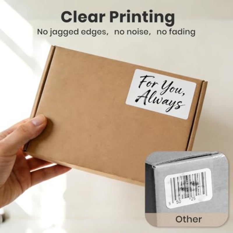 White Rectangle Thermal Labels 3 x 2 Inch Vinyl Square Stickers Waterproof Multi-Purpose Self-Adhesive Removable Name Tags for Office Business DIY Logo 500 PCS Self-Adhesive, Waterproof, Removable, Colored, Direct Printable Rectangle Label, for LOGO DIY QR Design Office Address - Image 4