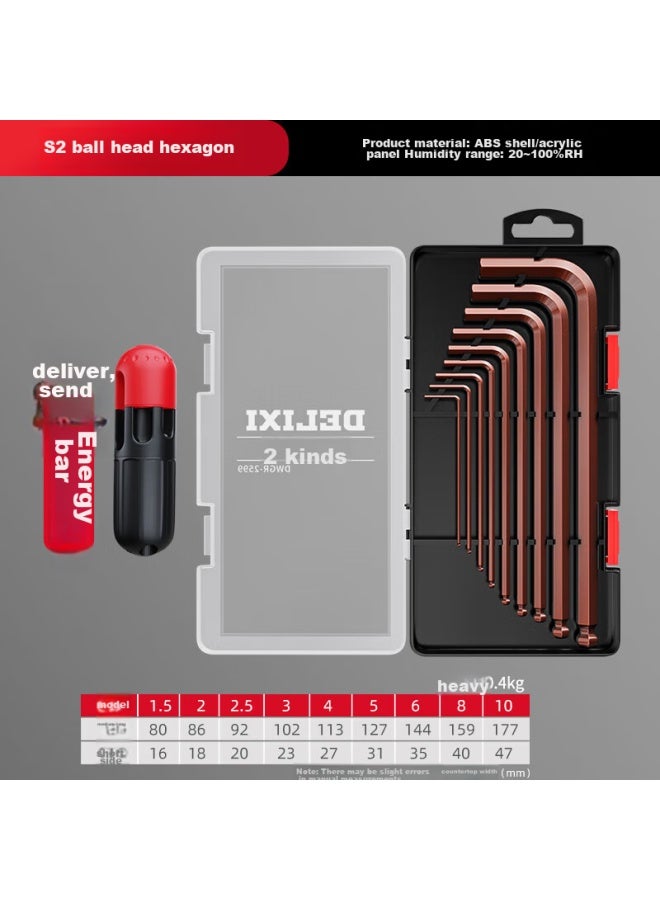 Delixi Hexagonal Wrench Set, Universal Hex Screwdriver, Internal Hexagon, Extended Automatic Tool, Hexagonal - Image 1