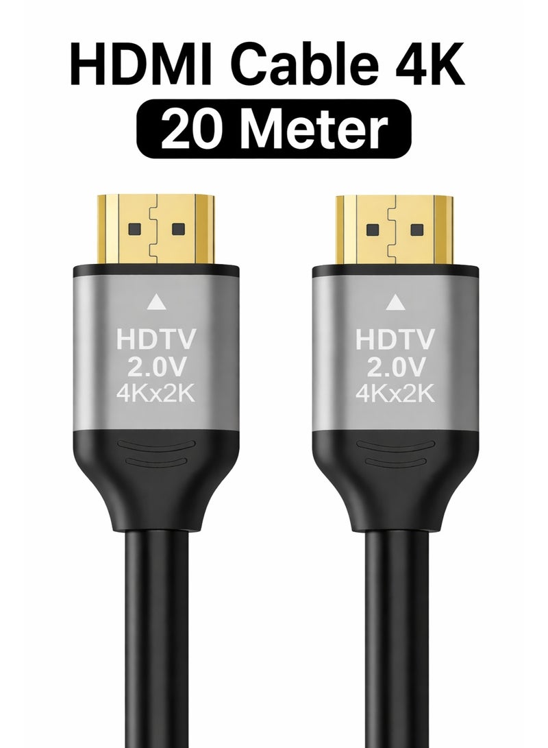 Bright 4K 2.0 HDMI 20m Ultra High Speed Cable- HDMI 2.0 4K MALE TO MALE 20Meter Support 4K@60Hz, 4K@120Hz, 2K@240Hz, 1080P@240Hz, 48Gbps, 3D, HDR, HDCP, eARC, Dolby - Ultra High Speed HDMI Cord for Laptop, Computer, Monitor, Projectors, TV, PS4, PS5, Xbox, Switch, HDTV - Image 1