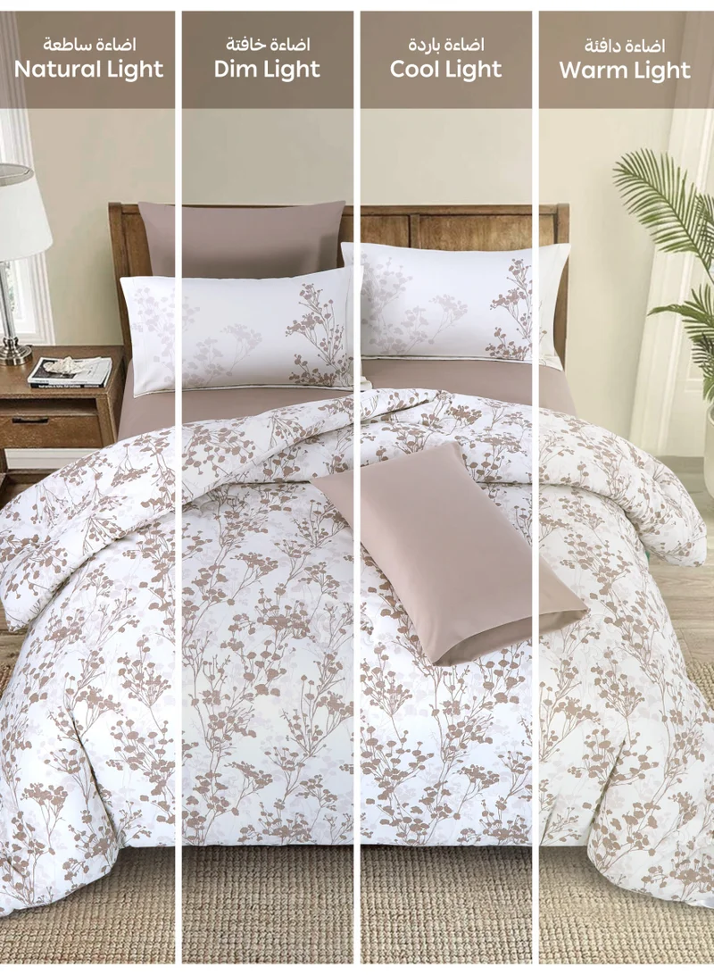 Donetella Bedding Comforter Set Single Size, 4-Pcs Bed Set Fits 120x200 Cms -Printed Bedding Set-All Season- Brushed Microfiber (طقم مفرش سرير فندقي)