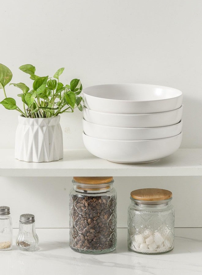 Tikooere Pasta Bowls Set of 4, Stoneware 34 oz Salad Bowls, Ceramic Bowl Plates for Pasta, Salad, Fruit, Cereal, Soup, Wide Shallow Bowls, Microwave & Dishwasher Safe, Matte White - Image 5
