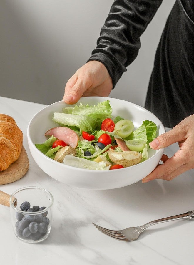 Tikooere Pasta Bowls Set of 4, Stoneware 34 oz Salad Bowls, Ceramic Bowl Plates for Pasta, Salad, Fruit, Cereal, Soup, Wide Shallow Bowls, Microwave & Dishwasher Safe, Matte White - Image 3