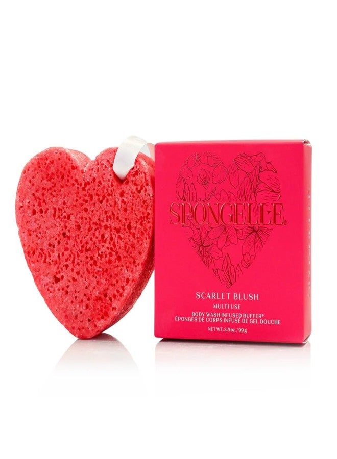 Spongellé Scarlet Blush Heart Buffer - All-in-One Exfoliating Sponge & Body Wash for Valentine's & Mother's Day Gifts - Image 1