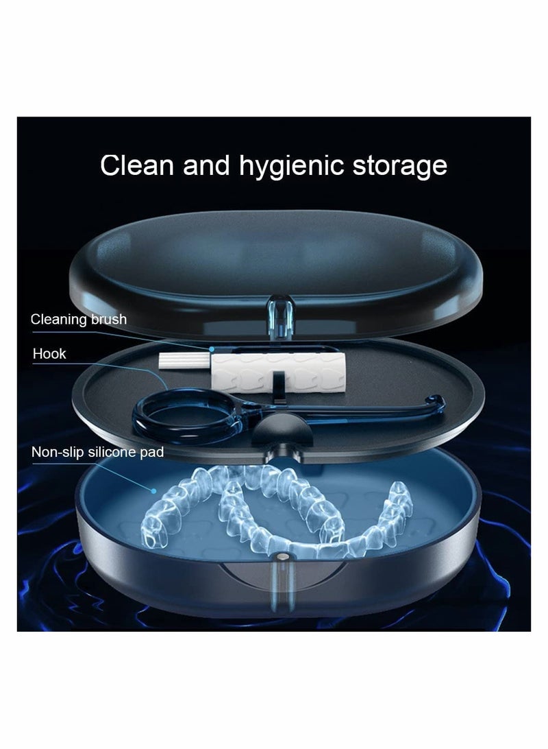 Portable Denture Storage Case with Cleaner Brush Travel Friendly Dental Container for Retainers and False Teeth - Image 3