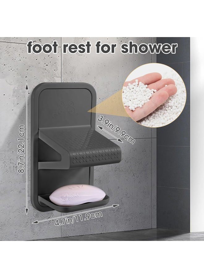 Senquoyn Shower Foot Rest, Shower Benches for Inside Shower to Sit On, Shower Stool for Shaving Legs - Thickened ABS Shower Foot Stool with Non-Slip Strip, Drainable Soap Box Storage（Dark Gray） - Image 3