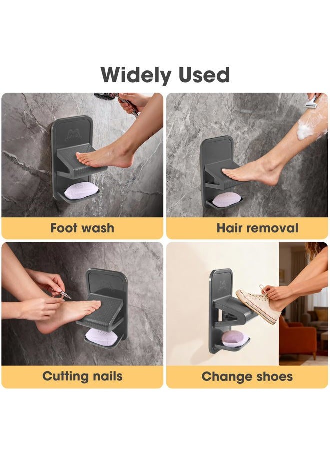 Senquoyn Shower Foot Rest, Shower Benches for Inside Shower to Sit On, Shower Stool for Shaving Legs - Thickened ABS Shower Foot Stool with Non-Slip Strip, Drainable Soap Box Storage（Dark Gray） - Image 2