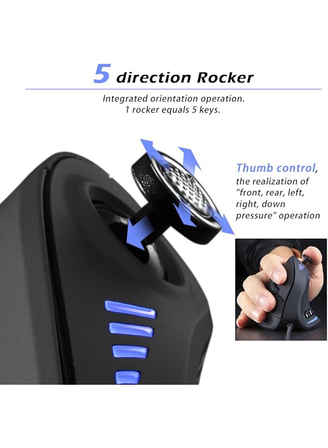 Vertical Mouse Ergonomic Usb Wired Vertical Mouse With [5 D Rocker] [10000 Dpi] [11 Programmable Buttons] Rgb Gaming Mouse For Gamer/Pc/Laptop/Computer - Image 3