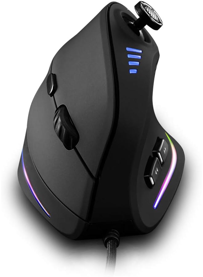 Vertical Mouse Ergonomic Usb Wired Vertical Mouse With [5 D Rocker] [10000 Dpi] [11 Programmable Buttons] Rgb Gaming Mouse For Gamer/Pc/Laptop/Computer - Image 1