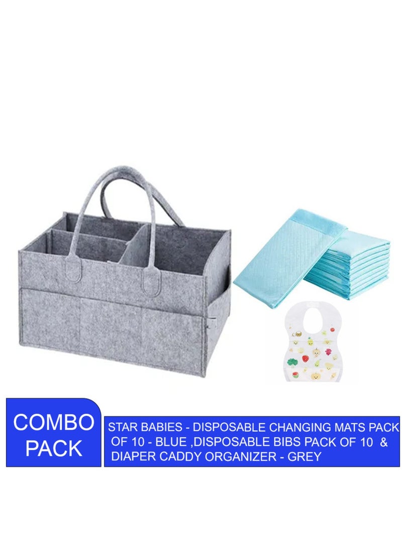 STAR BABiES Combos Changing Mat 10Pcs Caddy Diaper Bag Organizer Disposable Bibs 10Pcs  - Image 2