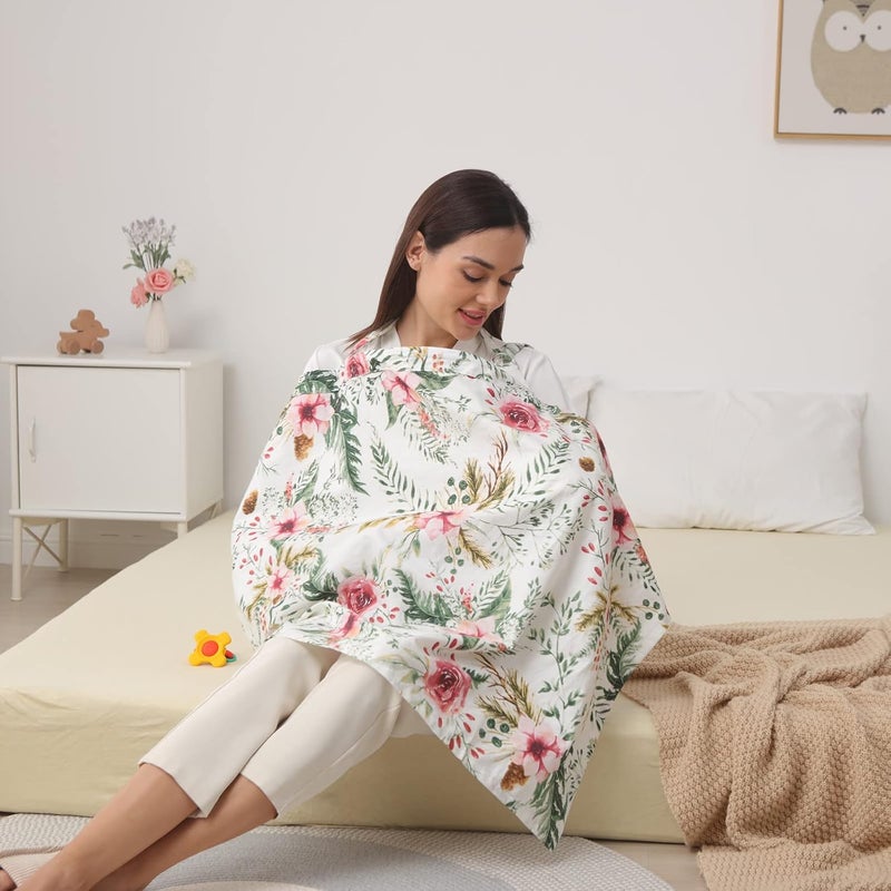 insular غطاء رضاعة إنسولار للرضاعة الطبيعية غطاء تغذية الرضع قطن قابل للتنفس خصوصية مريلة الرضاعة الوردية - Image 2