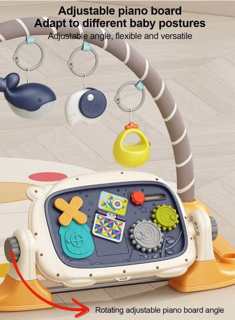 أسيف حصيرة لعب متعددة الوظائف للأطفال وحديثي الولادة مع بيانو، 5 ألعاب حسية، موسيقى وأضواء، مناسبة للأولاد والبنات حديثي الولادة، هدية مثالية لحفلات استقبال المواليد. - Image 5