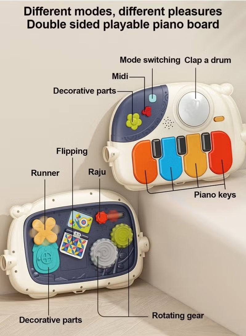 أسيف حصيرة لعب متعددة الوظائف للأطفال وحديثي الولادة مع بيانو، 5 ألعاب حسية، موسيقى وأضواء، مناسبة للأولاد والبنات حديثي الولادة، هدية مثالية لحفلات استقبال المواليد. - Image 4